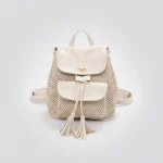 Petit sac à dos beige effet tissé tendance - Vue 1 - petit sac à dos
