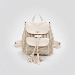 Petit sac à dos beige effet tissé tendance - Vue 1 - petit sac à dos