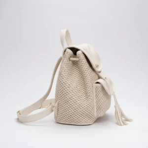 Petit sac à dos beige effet tissé tendance - Vue 2 - petit sac à dos