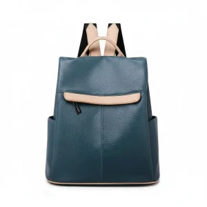 Petit sac à dos bleu cuir pu polyvalent - Vue 1 - petit sac à dos