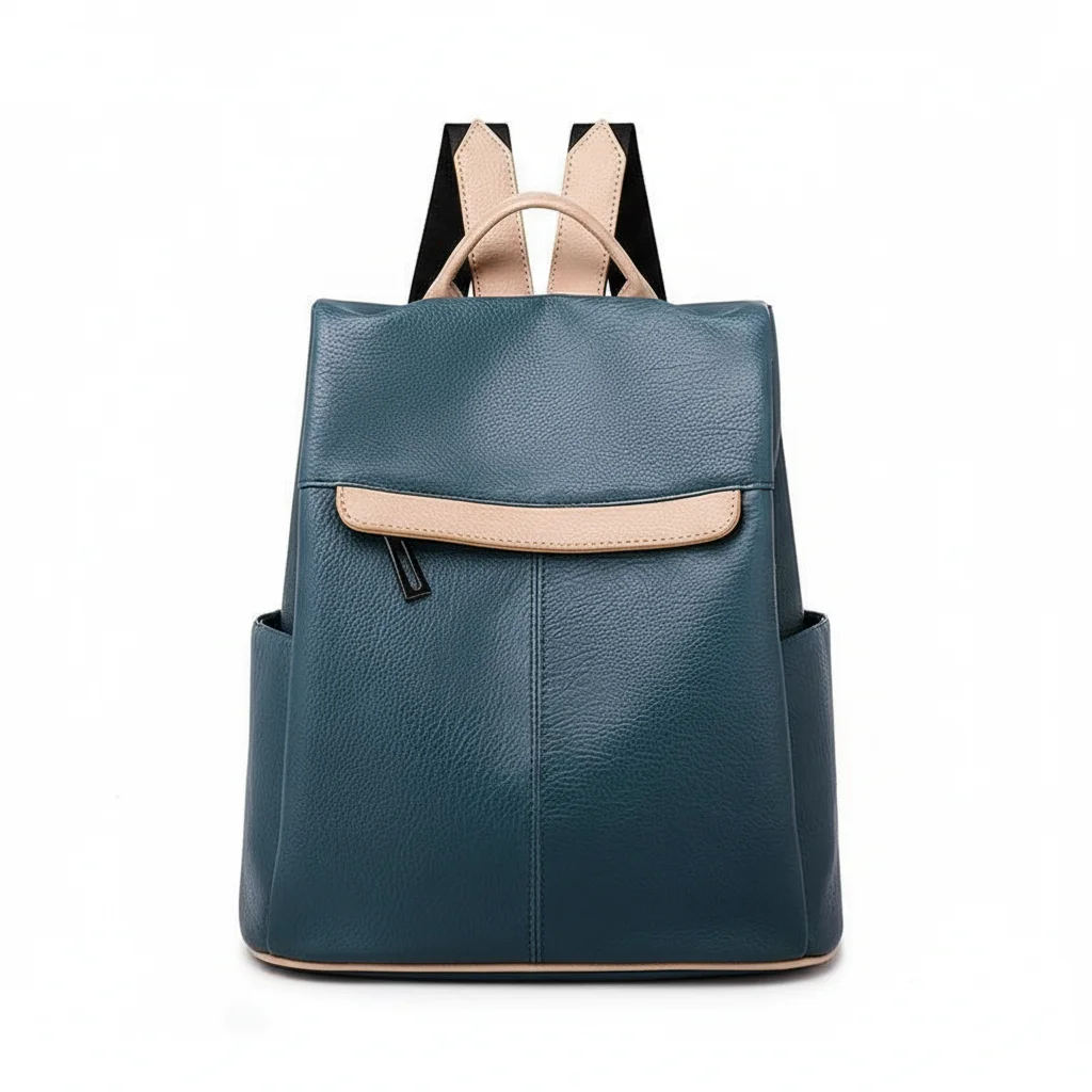 Petit sac à dos bleu cuir pu polyvalent - Vue 1 - petit sac à dos