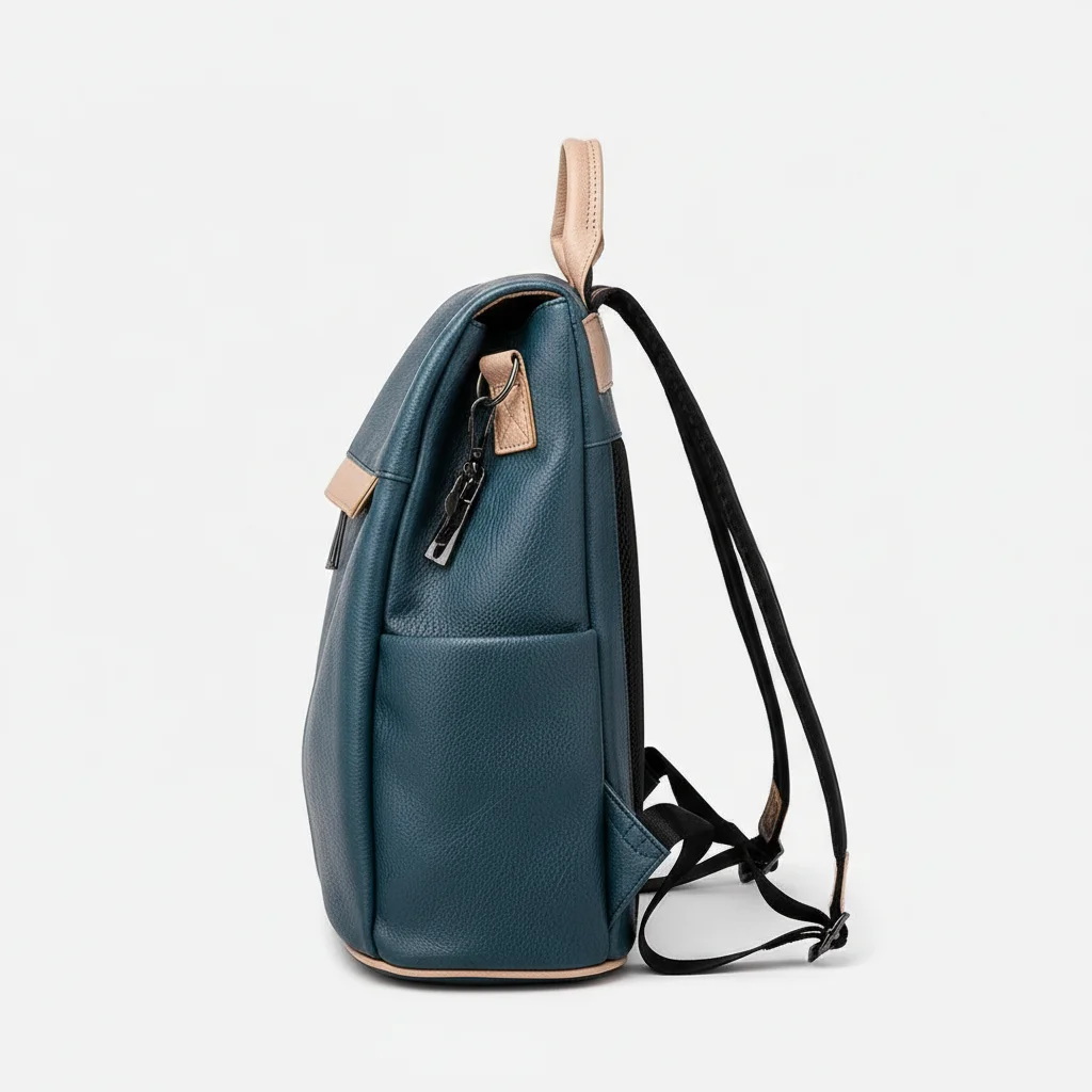 Petit sac à dos bleu cuir pu polyvalent - Vue 2 - petit sac à dos