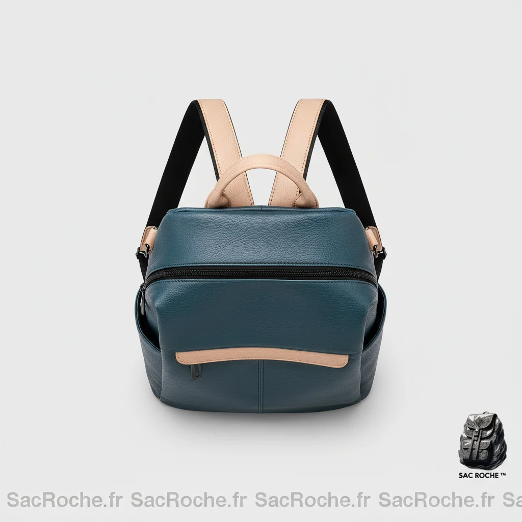 Petit sac à dos bleu cuir pu polyvalent - Vue 3 - petit sac à dos