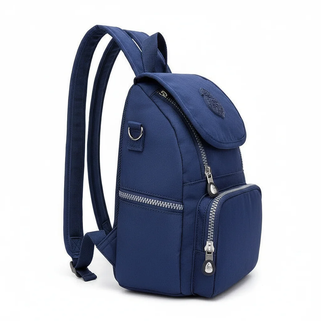 Petit sac à dos bleu imperméable à rabat - Vue 2 - petit sac à dos