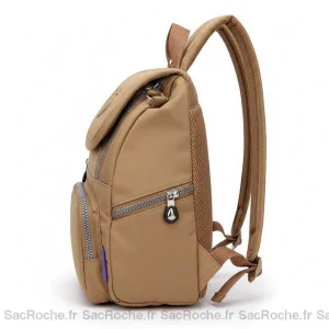 Petit sac à dos camel imperméable zippé - Vue 2 - petit sac à dos