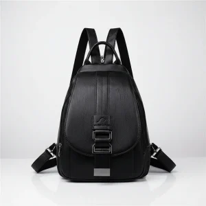 Petit sac à dos citadin simili cuir noir - Vue 1 - petit sac à dos
