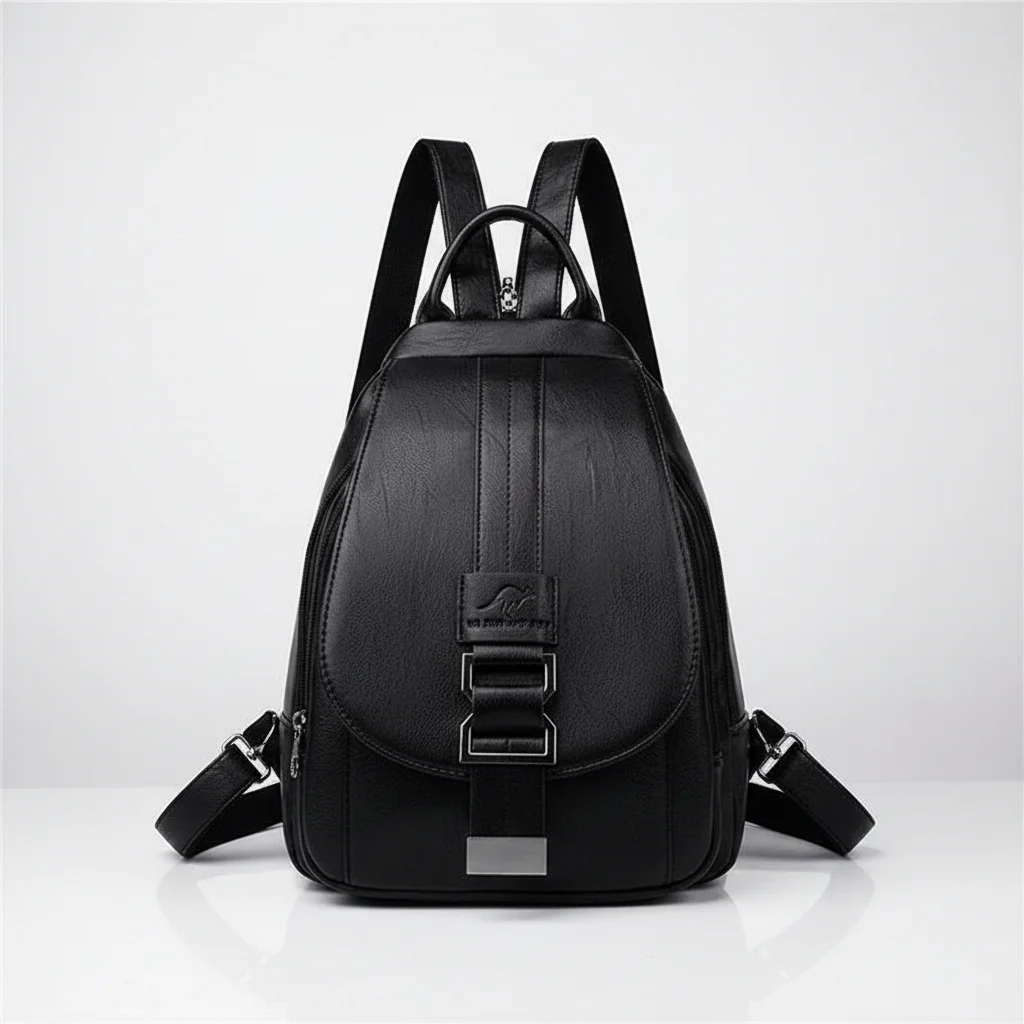 Petit sac à dos citadin simili cuir noir - Vue 1 - petit sac à dos