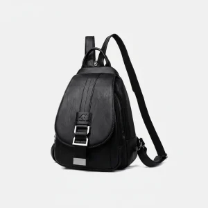 Petit sac à dos citadin simili cuir noir - Vue 2 - petit sac à dos