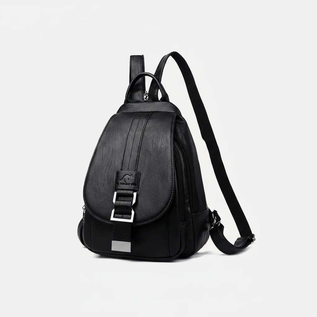 Petit sac à dos citadin simili cuir noir - Vue 2 - petit sac à dos