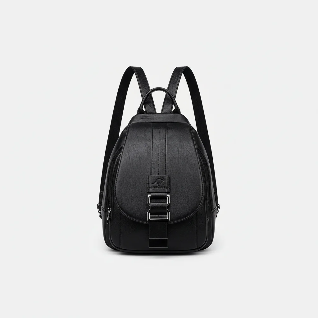Petit sac à dos citadin simili cuir noir - Vue 3 - petit sac à dos