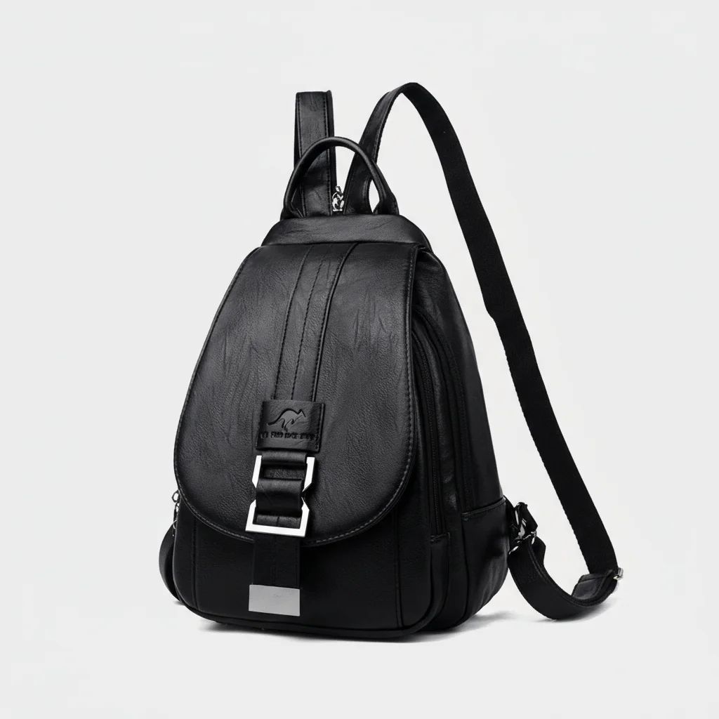 Petit sac à dos citadin simili cuir noir - Vue 5 - petit sac à dos