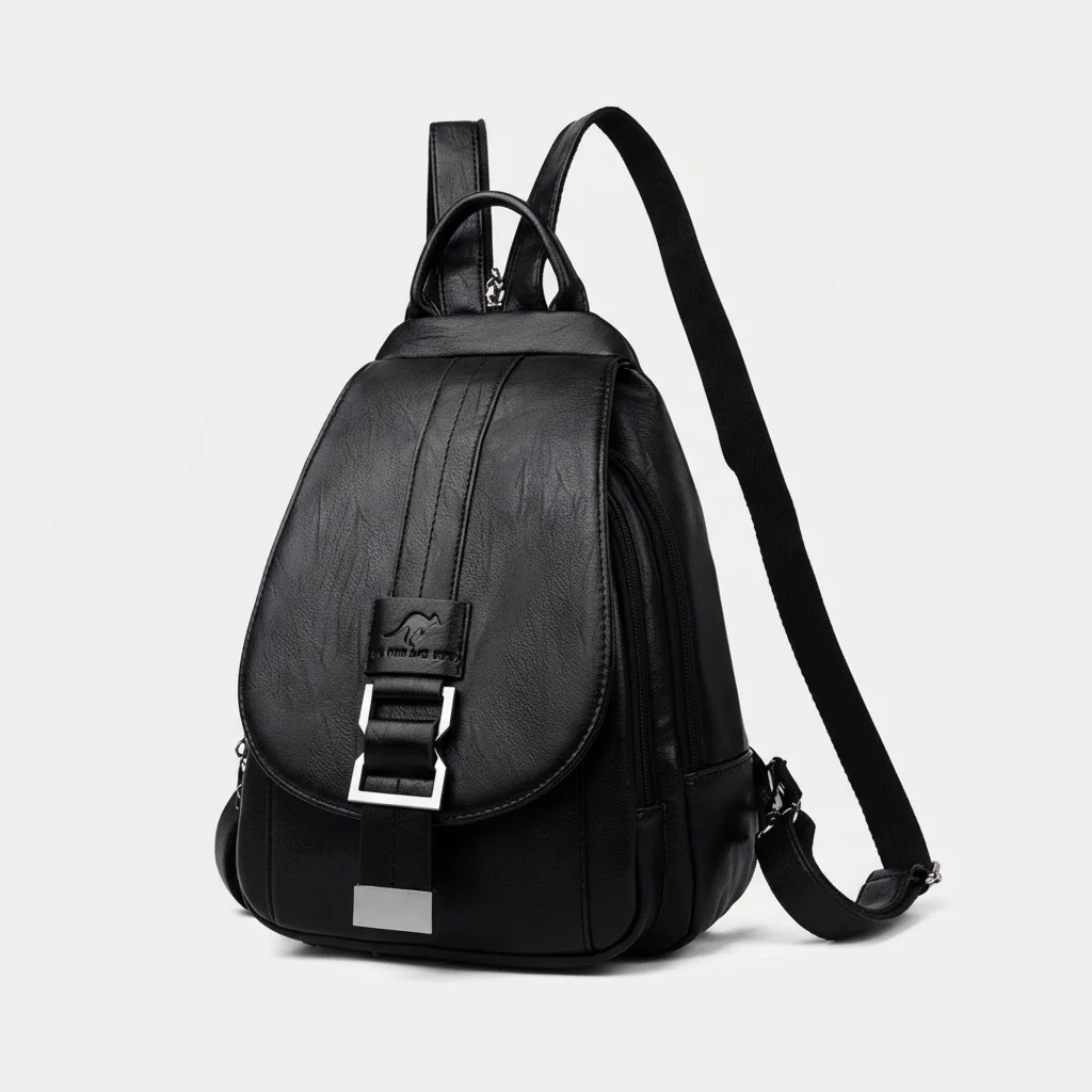 Petit sac à dos citadin simili cuir noir - Vue 6 - petit sac à dos