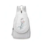 Petit sac à dos convertible blanc brodé - Vue 1 - petit sac à dos