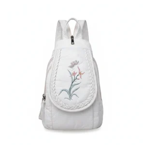 Petit sac à dos convertible blanc brodé - Vue 1 - petit sac à dos