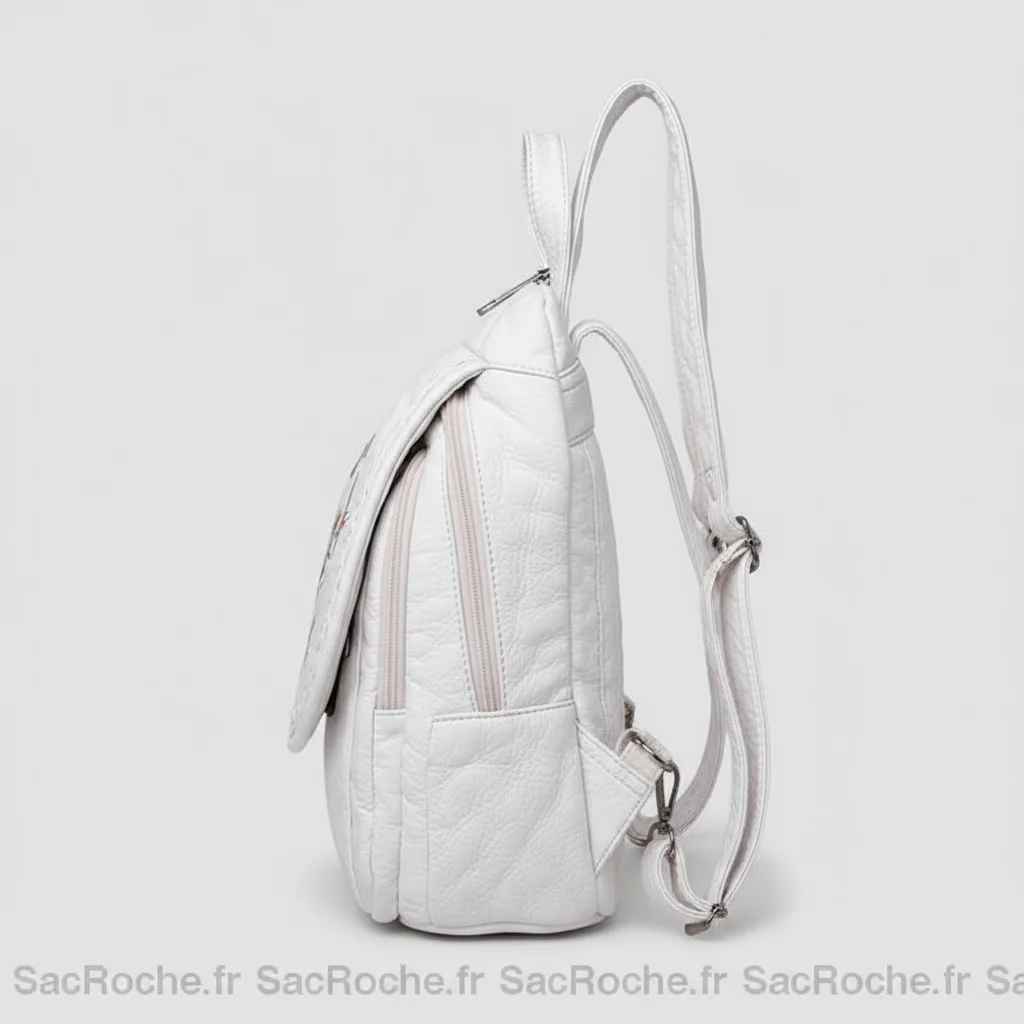Petit sac à dos convertible blanc brodé - Vue 2 - petit sac à dos