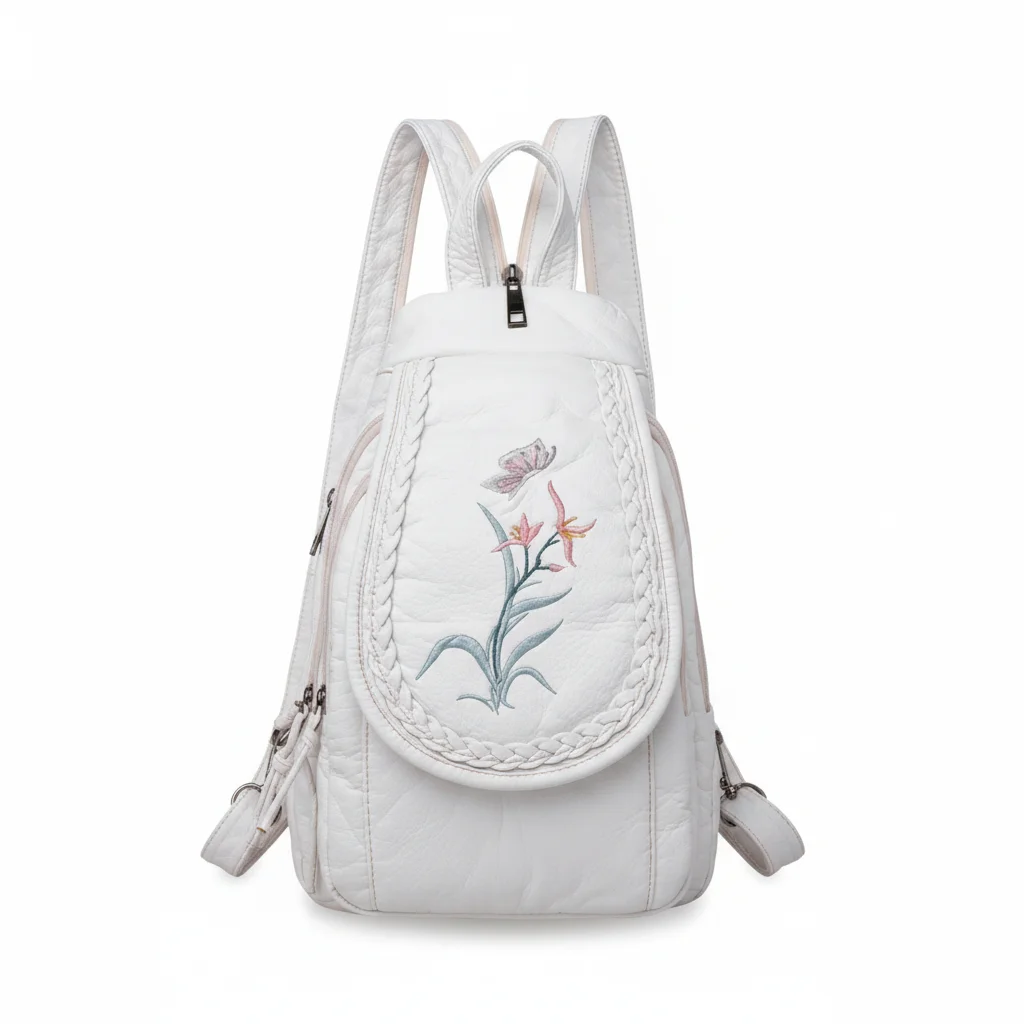 Petit sac à dos convertible blanc brodé - Vue 3 - petit sac à dos