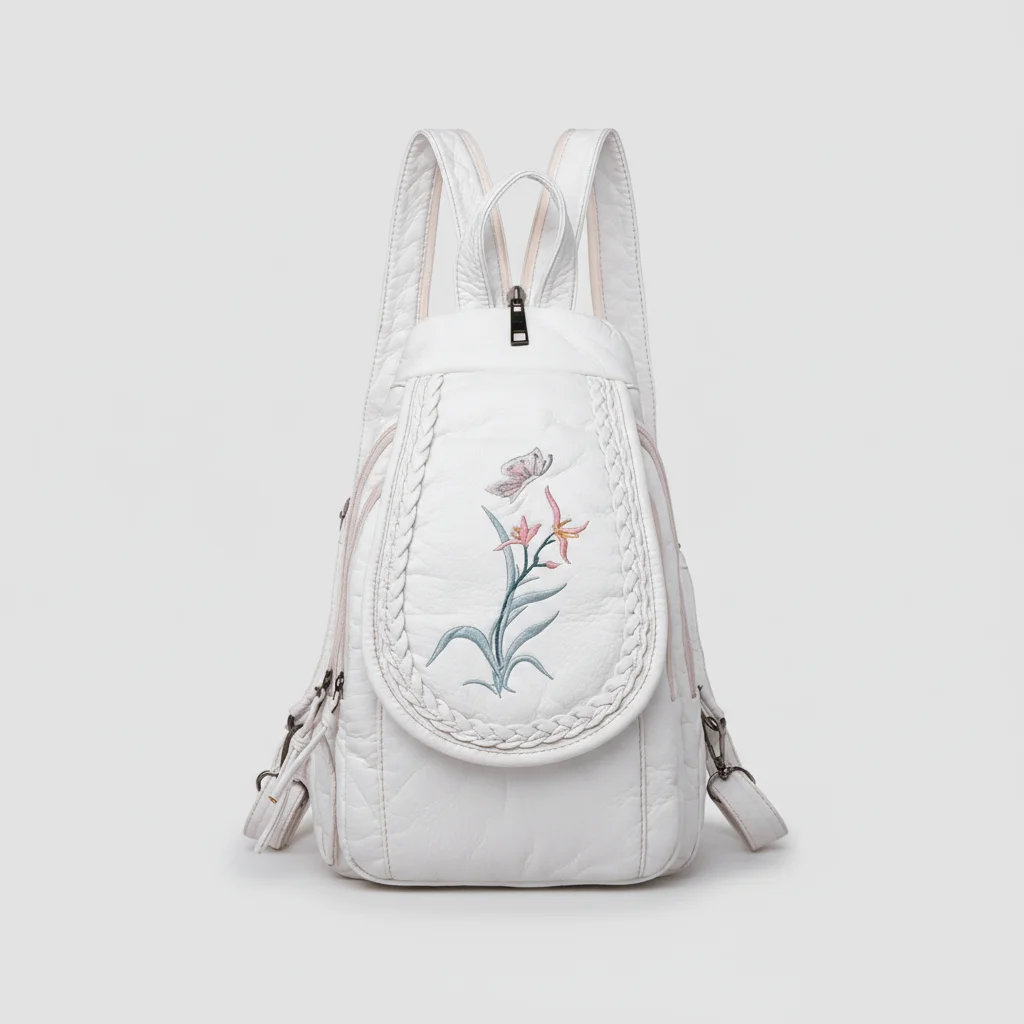 Petit sac à dos convertible blanc brodé - Vue 5 - petit sac à dos