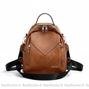 Petit sac à dos cuir femme marron polyvalent - Vue 1 - petit sac à dos