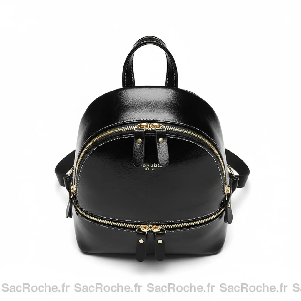 Petit sac à dos cuir femme noir élégant - Vue 3 - petit sac à dos