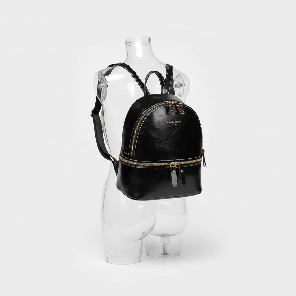Petit sac à dos cuir femme noir élégant - Vue 5 - petit sac à dos