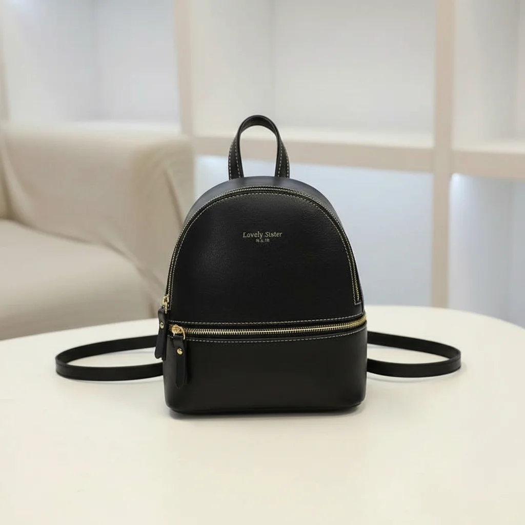 Petit sac à dos cuir femme noir élégant - Vue 8 - petit sac à dos