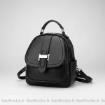 Petit sac à dos cuir femme noir multi-poches - Vue 1 - petit sac à dos