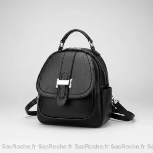 Petit sac à dos cuir femme noir multi-poches - Vue 1 - petit sac à dos