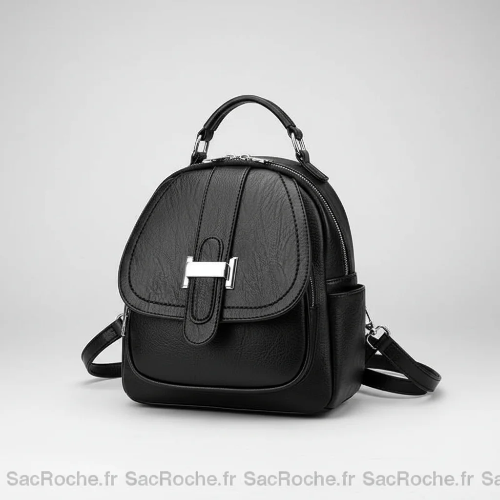 Petit sac à dos cuir femme noir multi-poches - Vue 1 - petit sac à dos