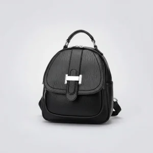 Petit sac à dos cuir femme noir multi-poches - Vue 2 - petit sac à dos