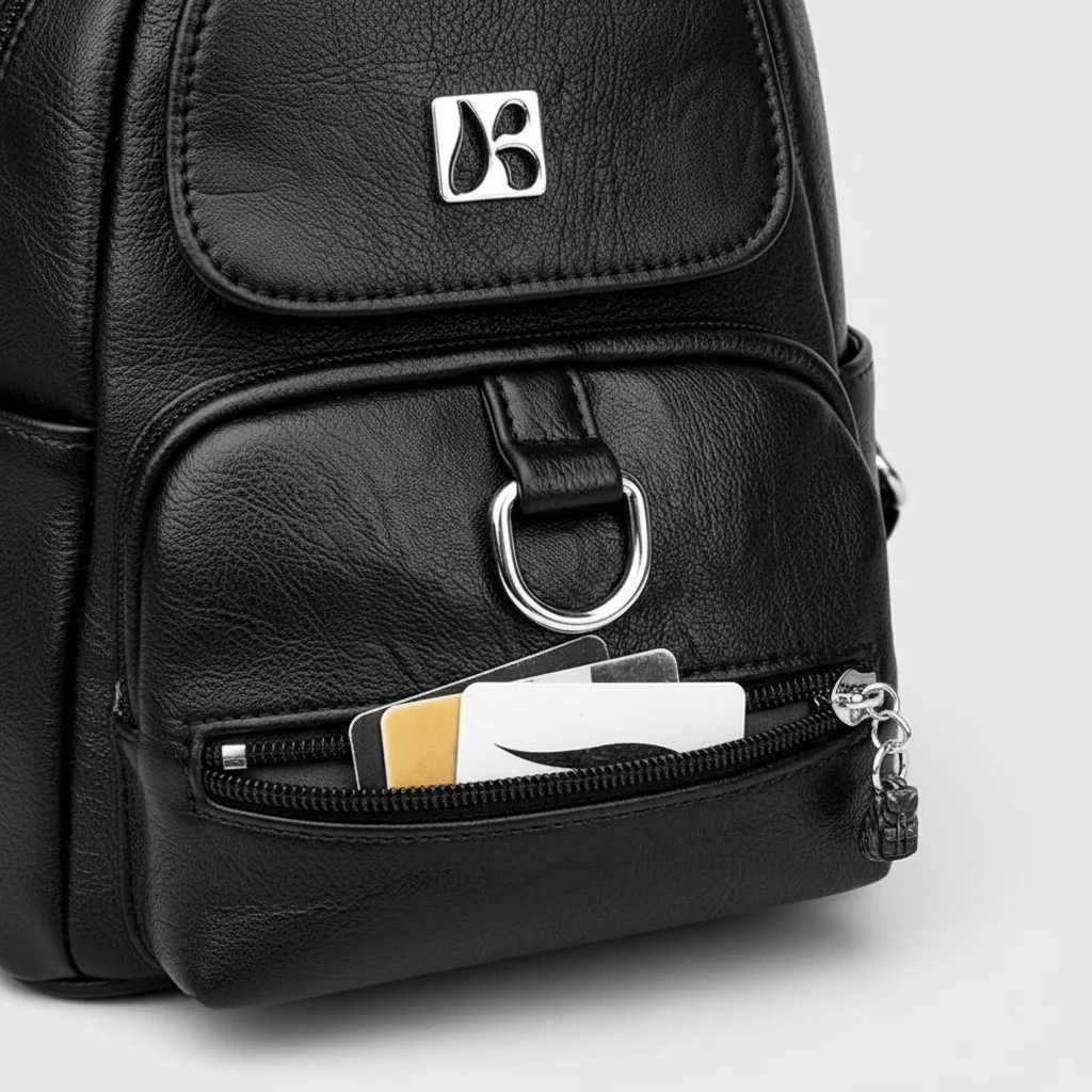 Petit sac à dos cuir femme noir multi-poches - Vue 20 - petit sac à dos