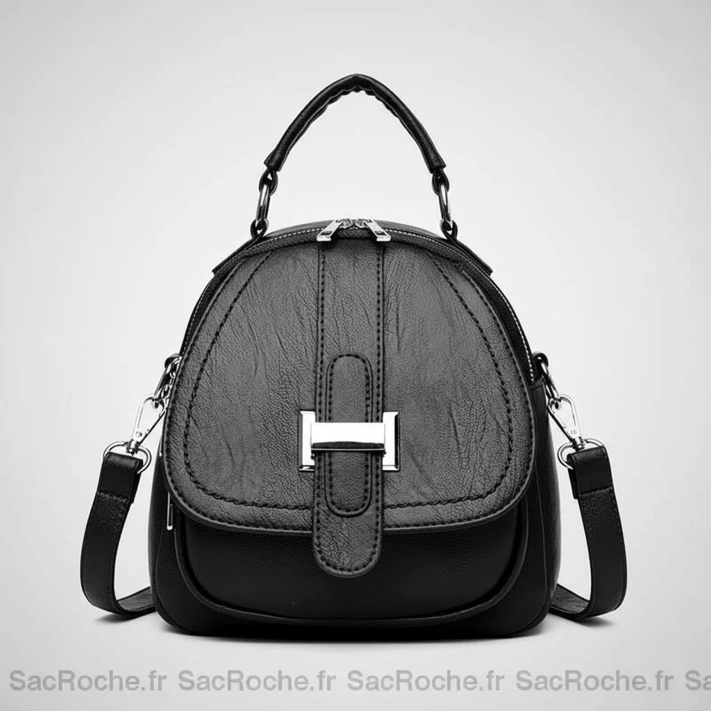 Petit sac à dos cuir femme noir multi-poches - Vue 5 - petit sac à dos