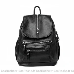 Petit sac à dos cuir femme noir zippé - Vue 1 - petit sac à dos