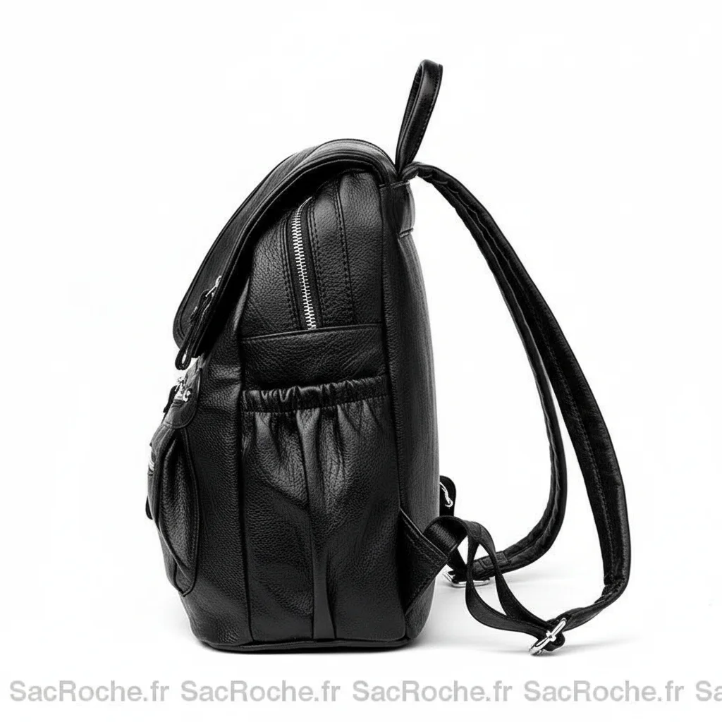 Petit sac à dos cuir femme noir zippé - Vue 2 - petit sac à dos