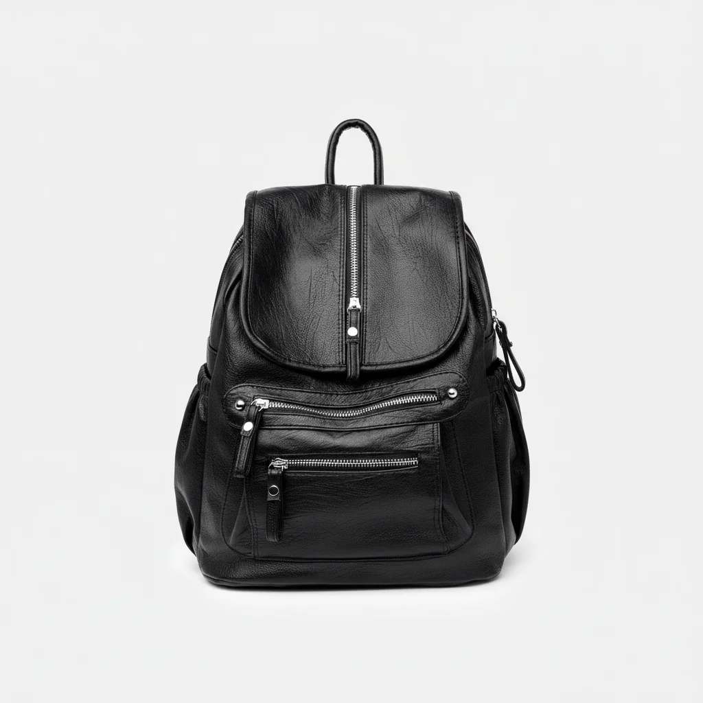 Petit sac à dos cuir femme noir zippé - Vue 5 - petit sac à dos
