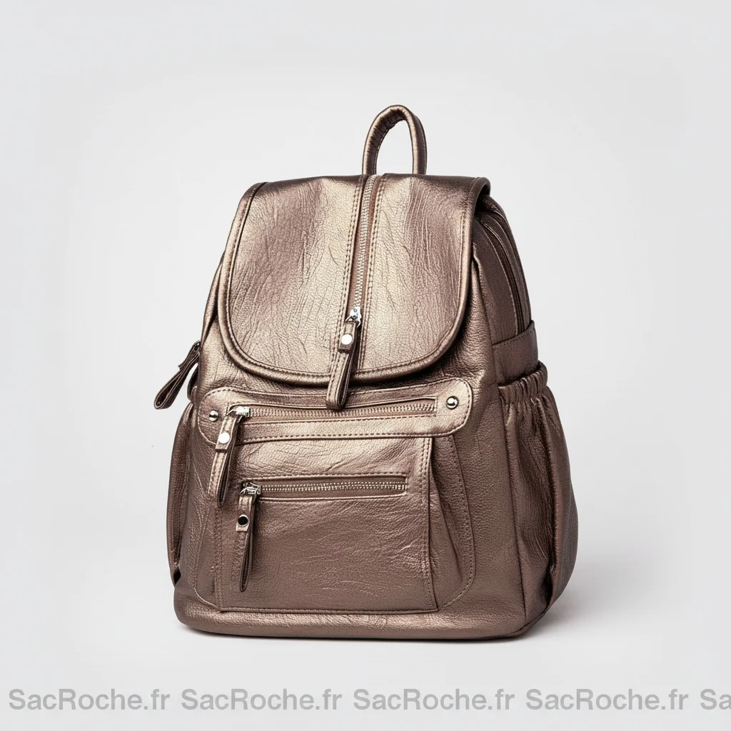 Petit sac à dos cuir femme noir zippé - Vue 6 - petit sac à dos