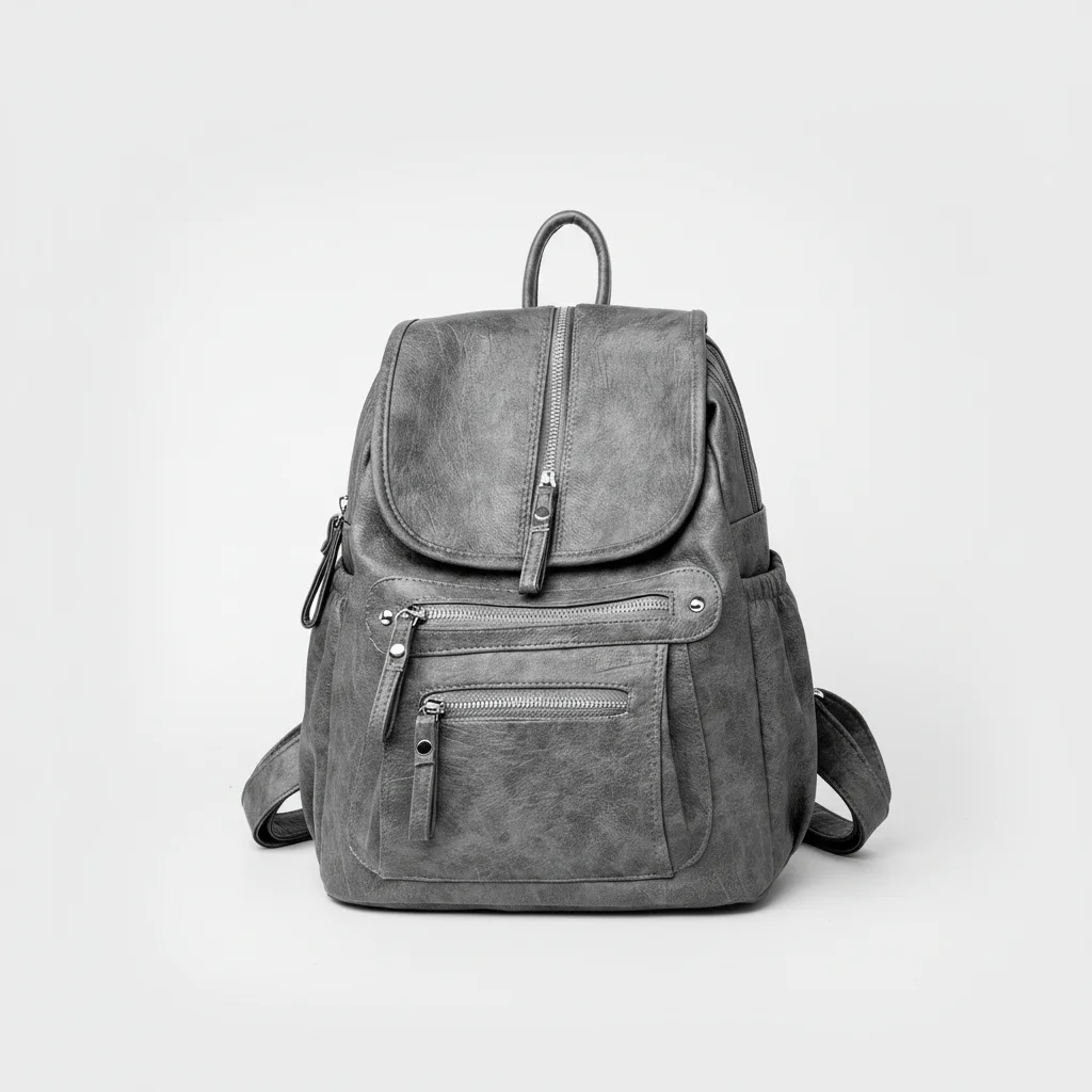 Petit sac à dos cuir femme noir zippé - Vue 7 - petit sac à dos