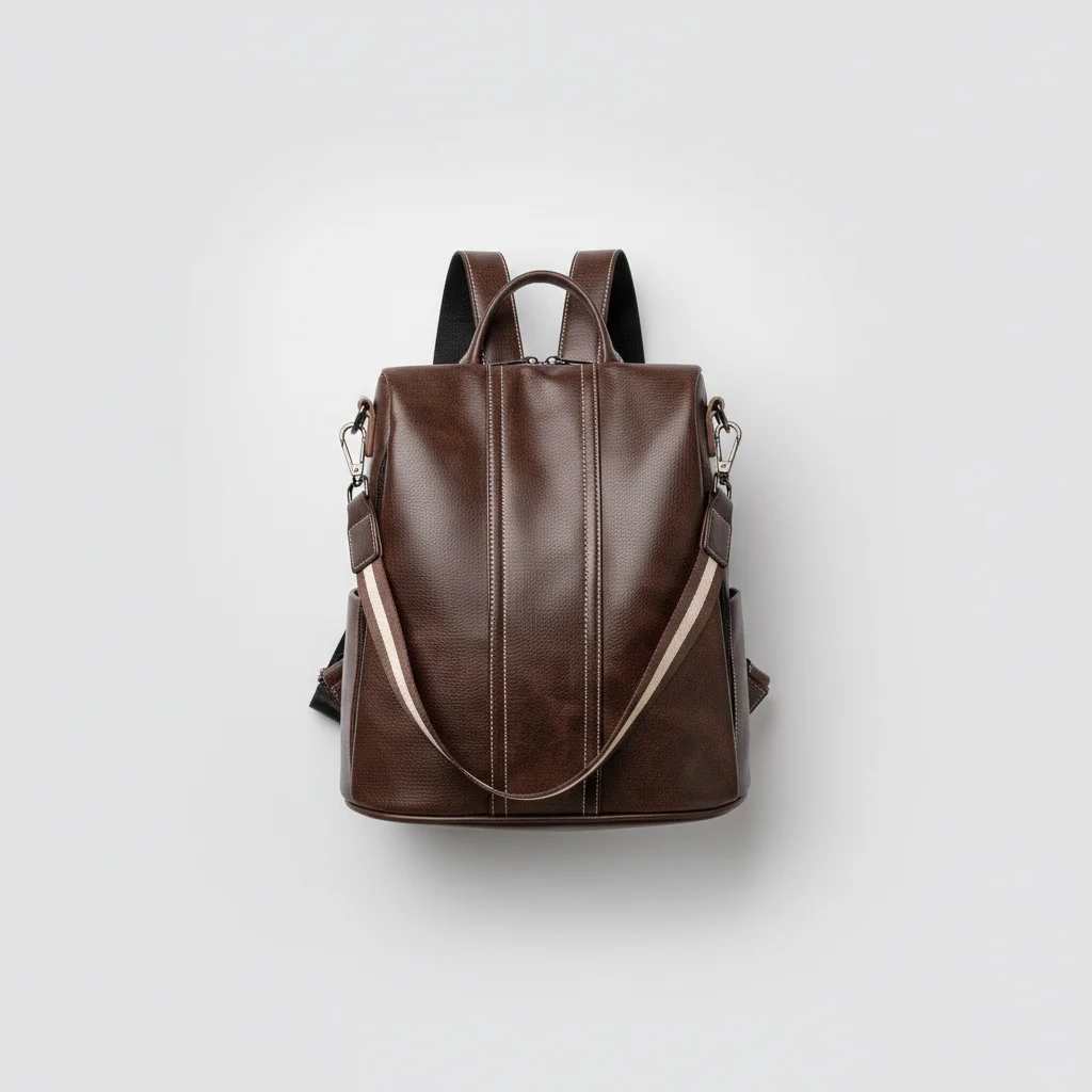 Petit sac à dos cuir marron polyvalent - Vue 3 - petit sac à dos