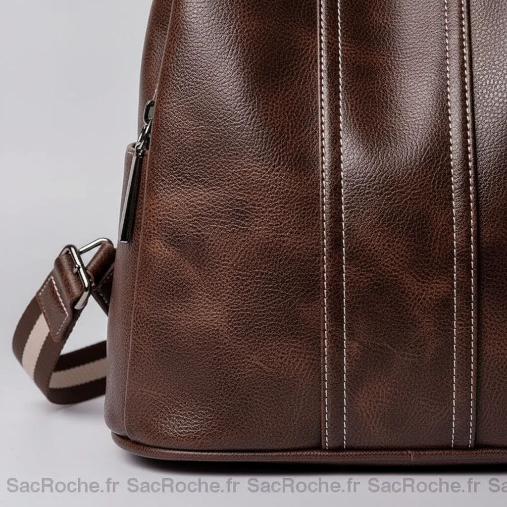 Petit sac à dos cuir marron polyvalent - Vue 4 - petit sac à dos