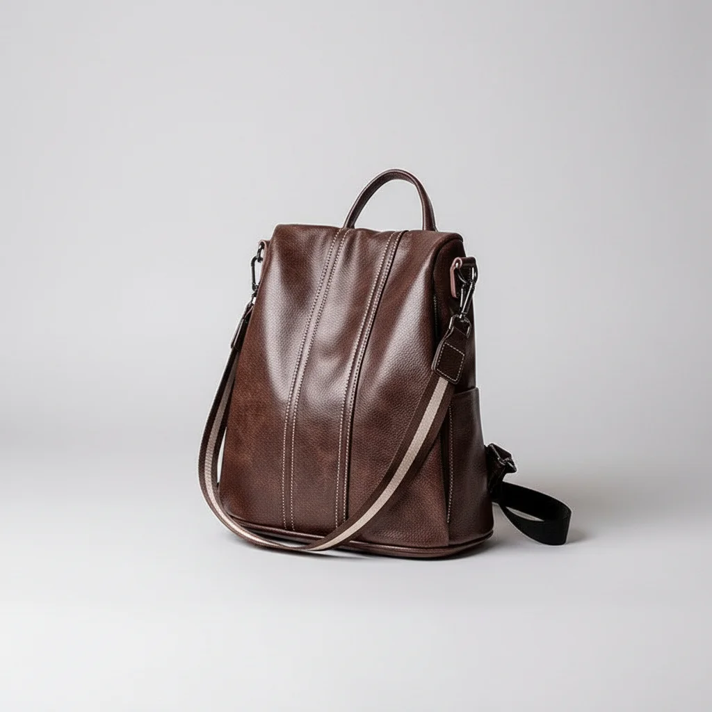 Petit sac à dos cuir marron polyvalent - Vue 5 - petit sac à dos