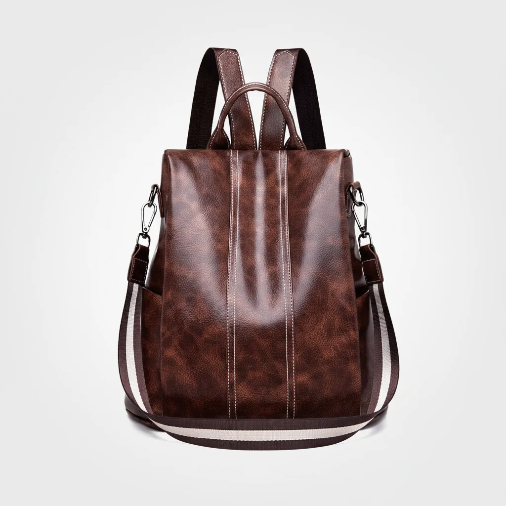 Petit sac à dos cuir marron polyvalent - Vue 6 - petit sac à dos