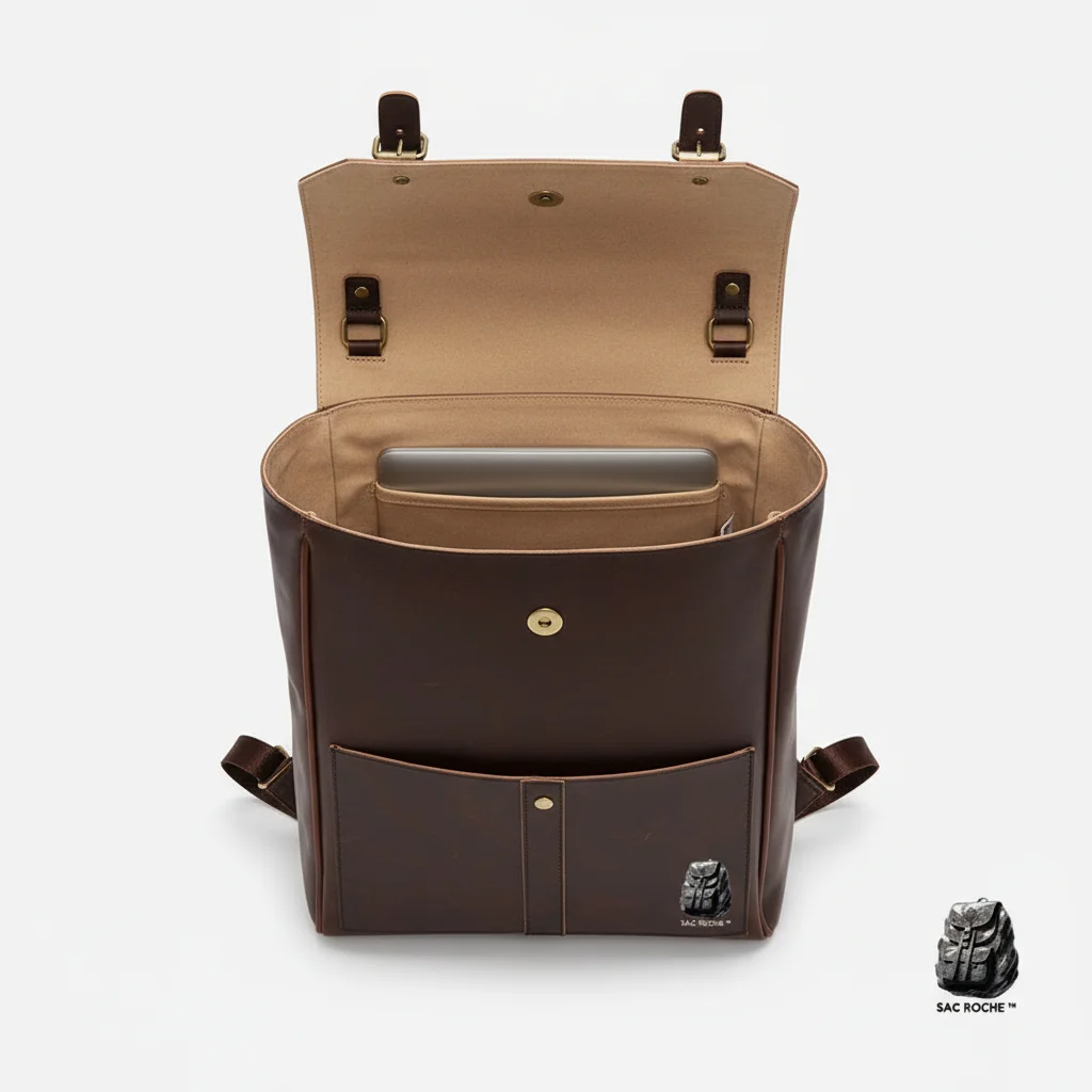 Petit sac à dos cuir marron 15 pouces - Vue 3 - petit sac à dos