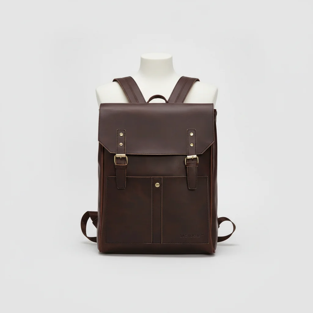 Petit sac à dos cuir marron 15 pouces - Vue 5 - petit sac à dos