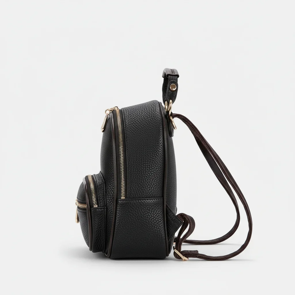 Petit sac à dos cuir noir élégant - Vue 2 - petit sac à dos