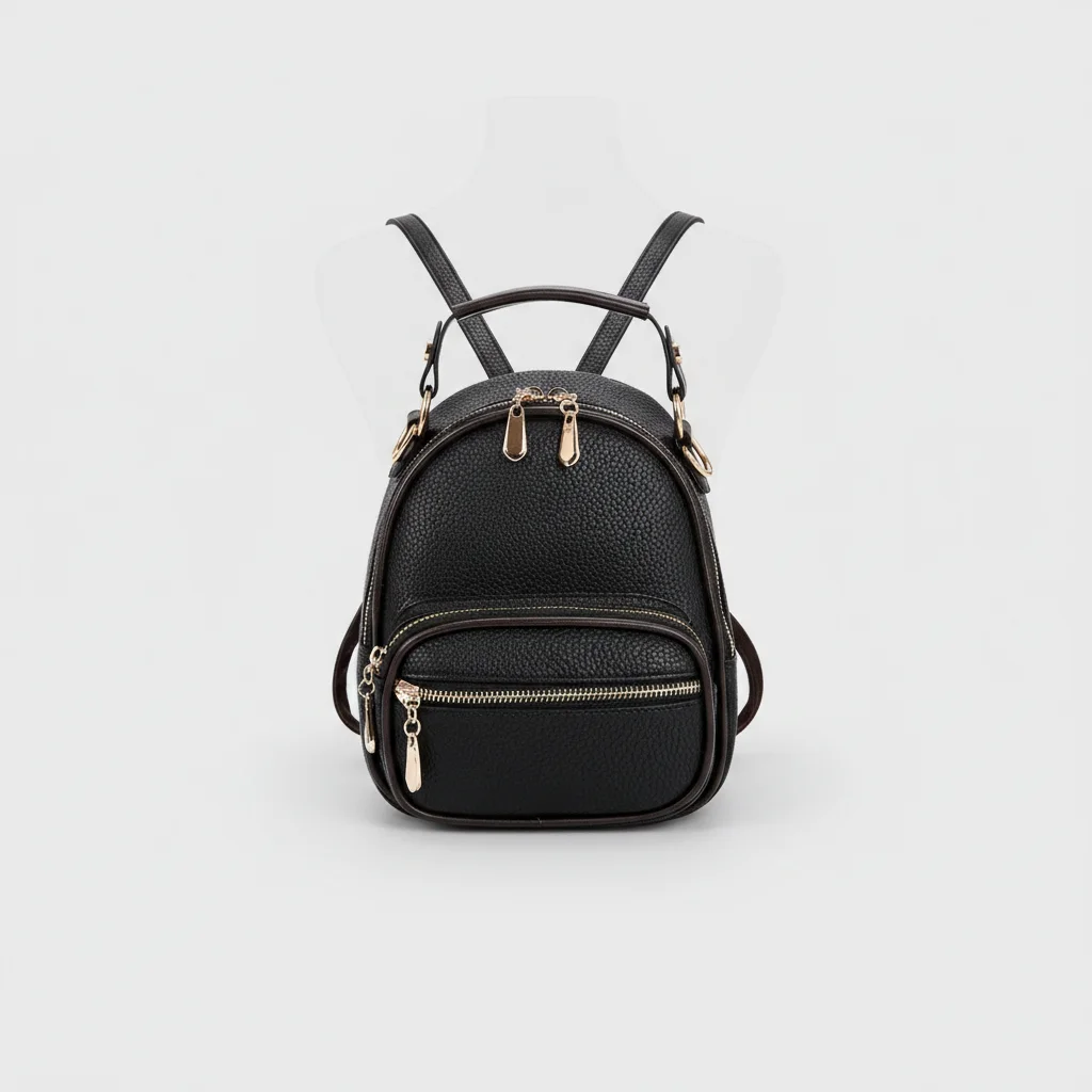 Petit sac à dos cuir noir élégant - Vue 5 - petit sac à dos