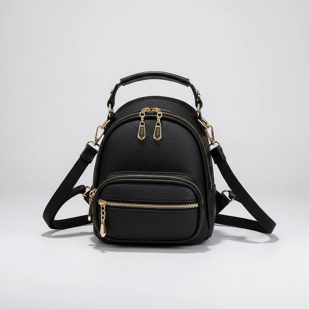Petit sac à dos cuir noir élégant - Vue 6 - petit sac à dos