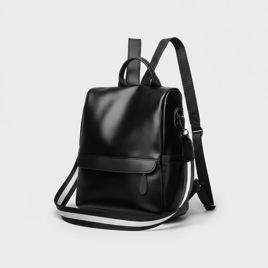 Petit sac à dos cuir noir vintage - Vue 3 - petit sac à dos