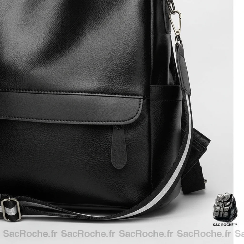 Petit sac à dos cuir noir vintage - Vue 4 - petit sac à dos