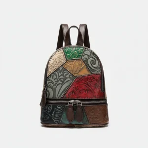 Petit sac à dos cuir patchwork multicolore - Vue 2 - petit sac à dos