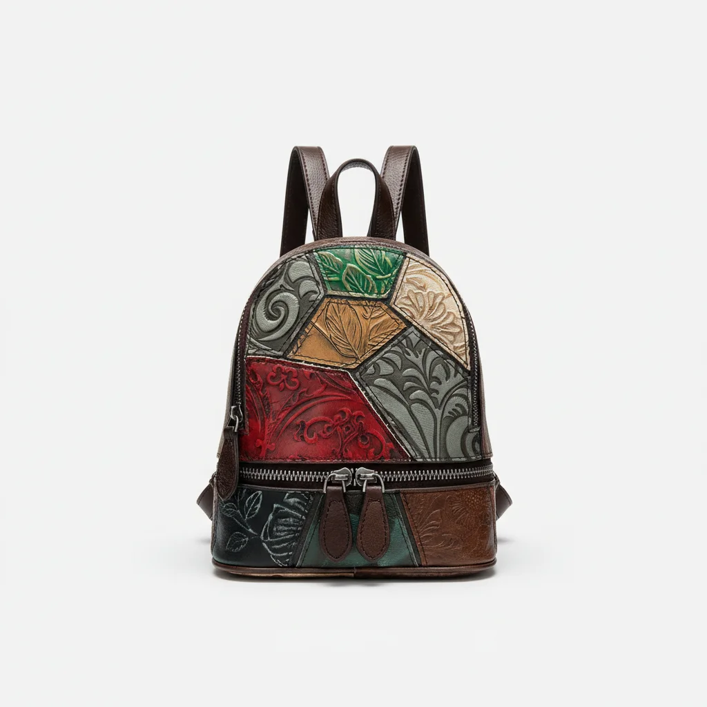 Petit sac à dos cuir patchwork multicolore - Vue 3 - petit sac à dos