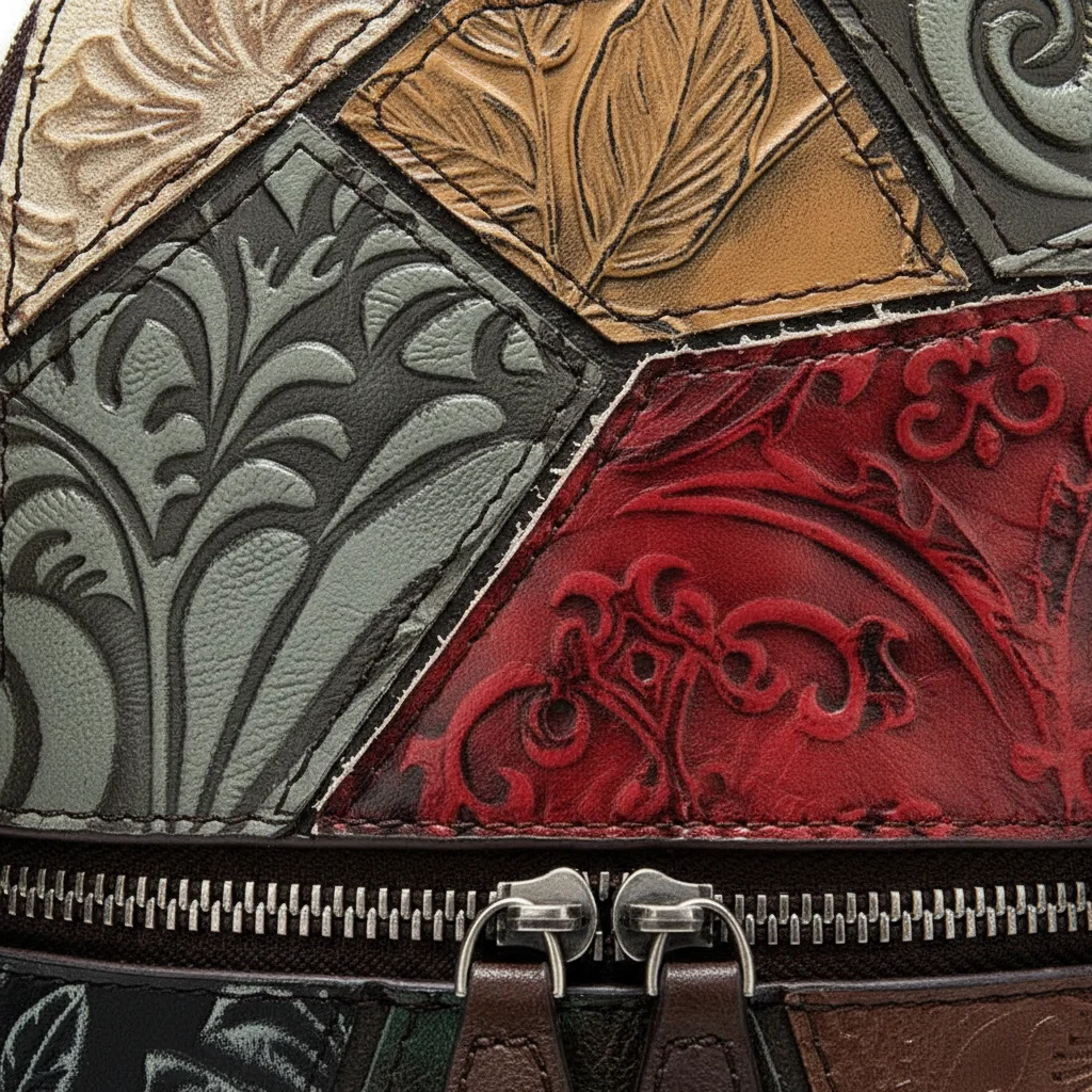 Petit sac à dos cuir patchwork multicolore - Vue 4 - petit sac à dos